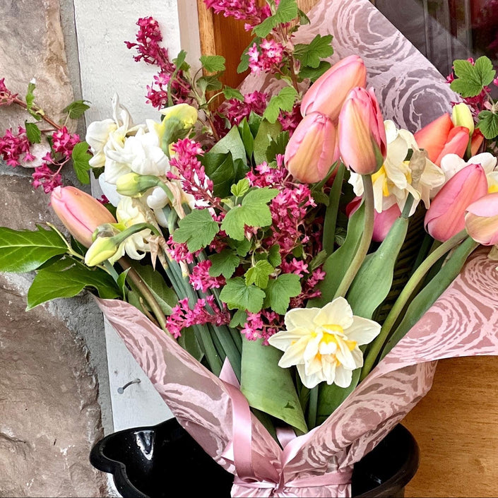 spring flowers in mom's day bouquet